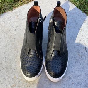 Black leather booties